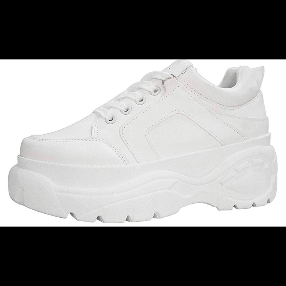 Lucky Step White Platform Tennis Shoes
